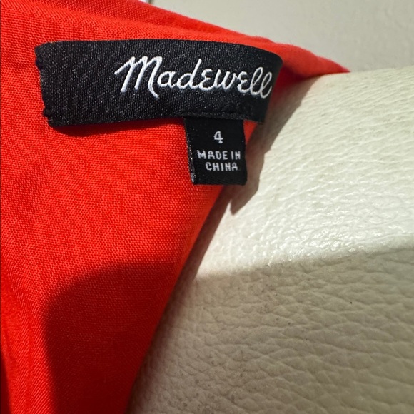 MADEWELL Bright Poppy Red Eyelet Lattice Dress Knee Length - Picture 7 of 7